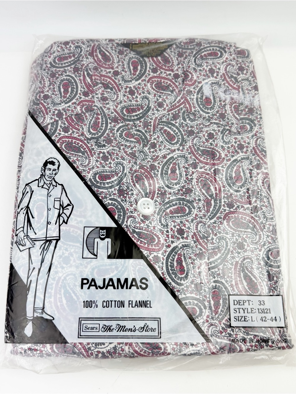 Vtg 70s Sears The Men’s Store Paisley Flannel Pajamas Size L 42-44 Cotton NOS